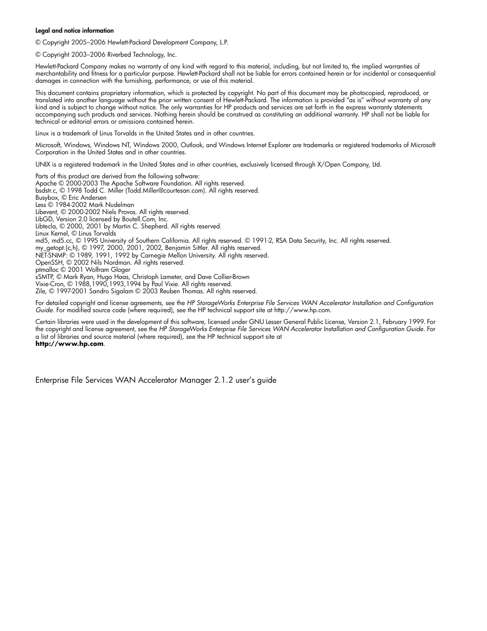 HP StorageWorks Enterprise File Services WAN Accelerator User Manual | Page 2 / 230