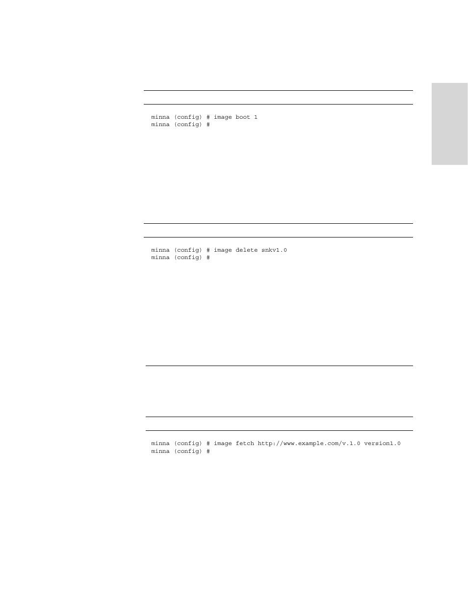 Image delete, Image fetch, Image install | HP StorageWorks Enterprise File Services WAN Accelerator User Manual | Page 207 / 230