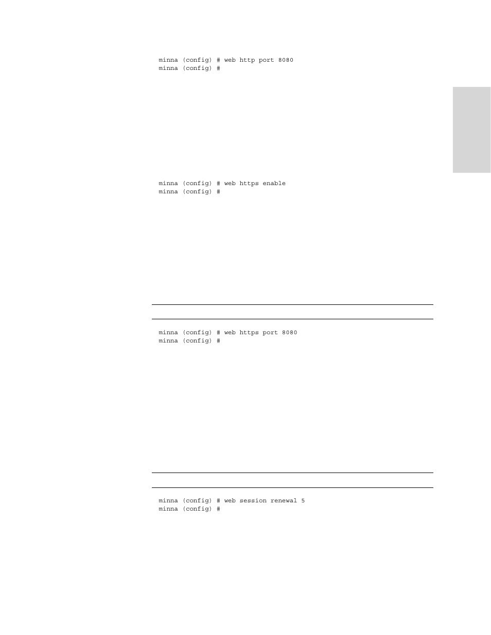 Web https enable, Web https port, Web session renewal | HP StorageWorks Enterprise File Services WAN Accelerator User Manual | Page 211 / 230