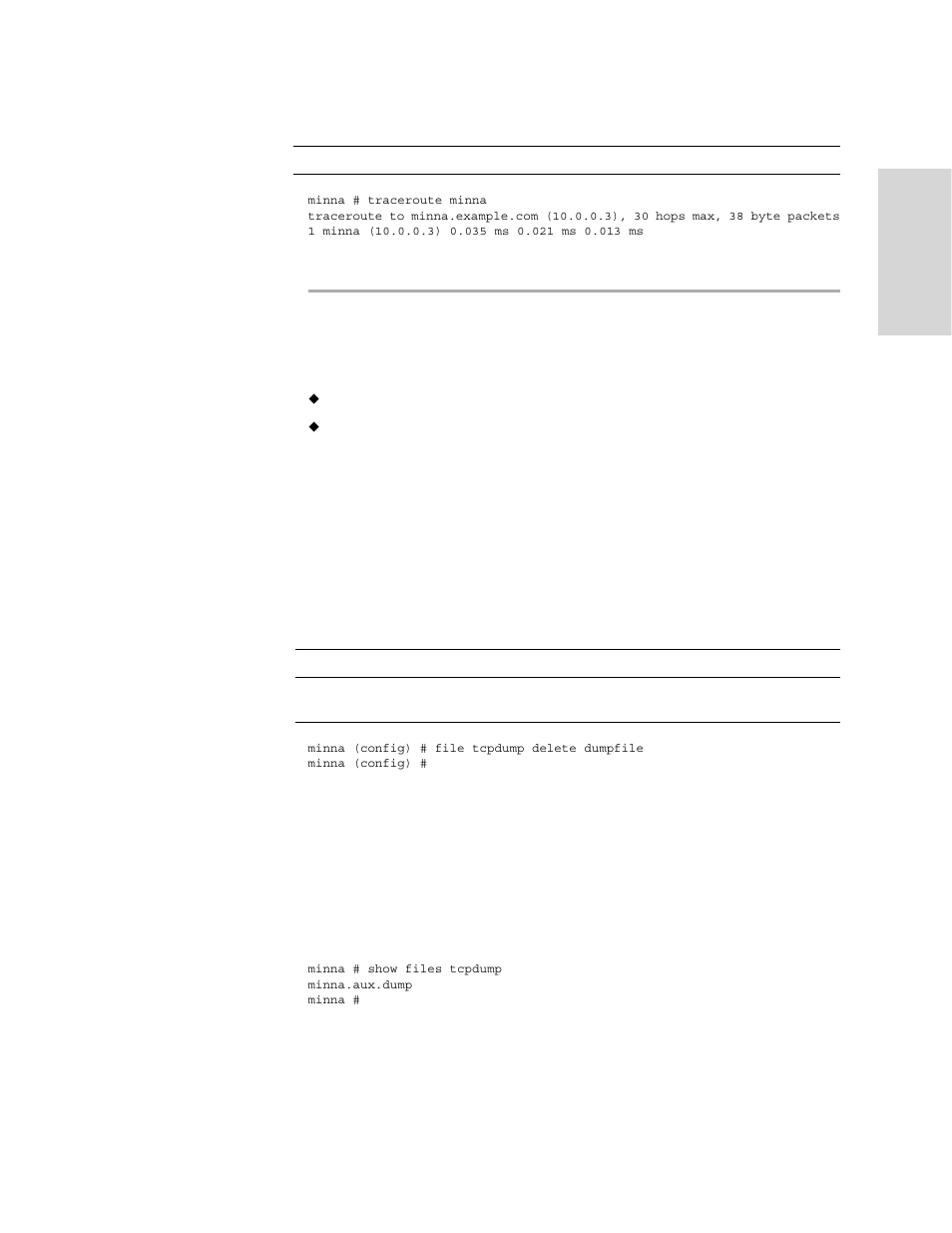 Tcp dump capture commands, File tcpdump, Show files tcpdump | HP StorageWorks Enterprise File Services WAN Accelerator User Manual | Page 215 / 230