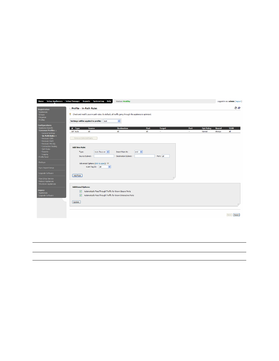 Setting in-path rules | HP StorageWorks Enterprise File Services WAN Accelerator User Manual | Page 42 / 230