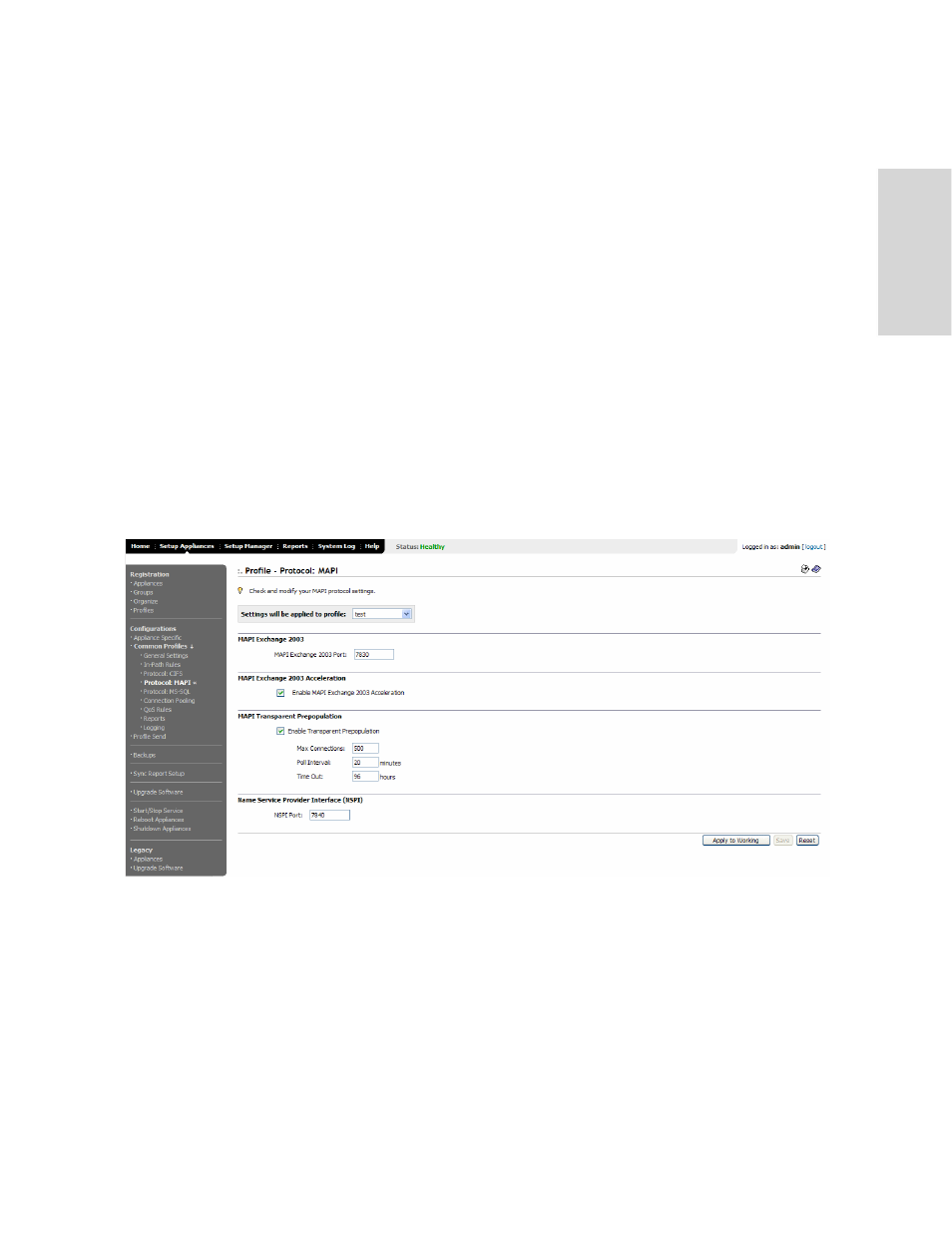 Setting mapi features | HP StorageWorks Enterprise File Services WAN Accelerator User Manual | Page 47 / 230