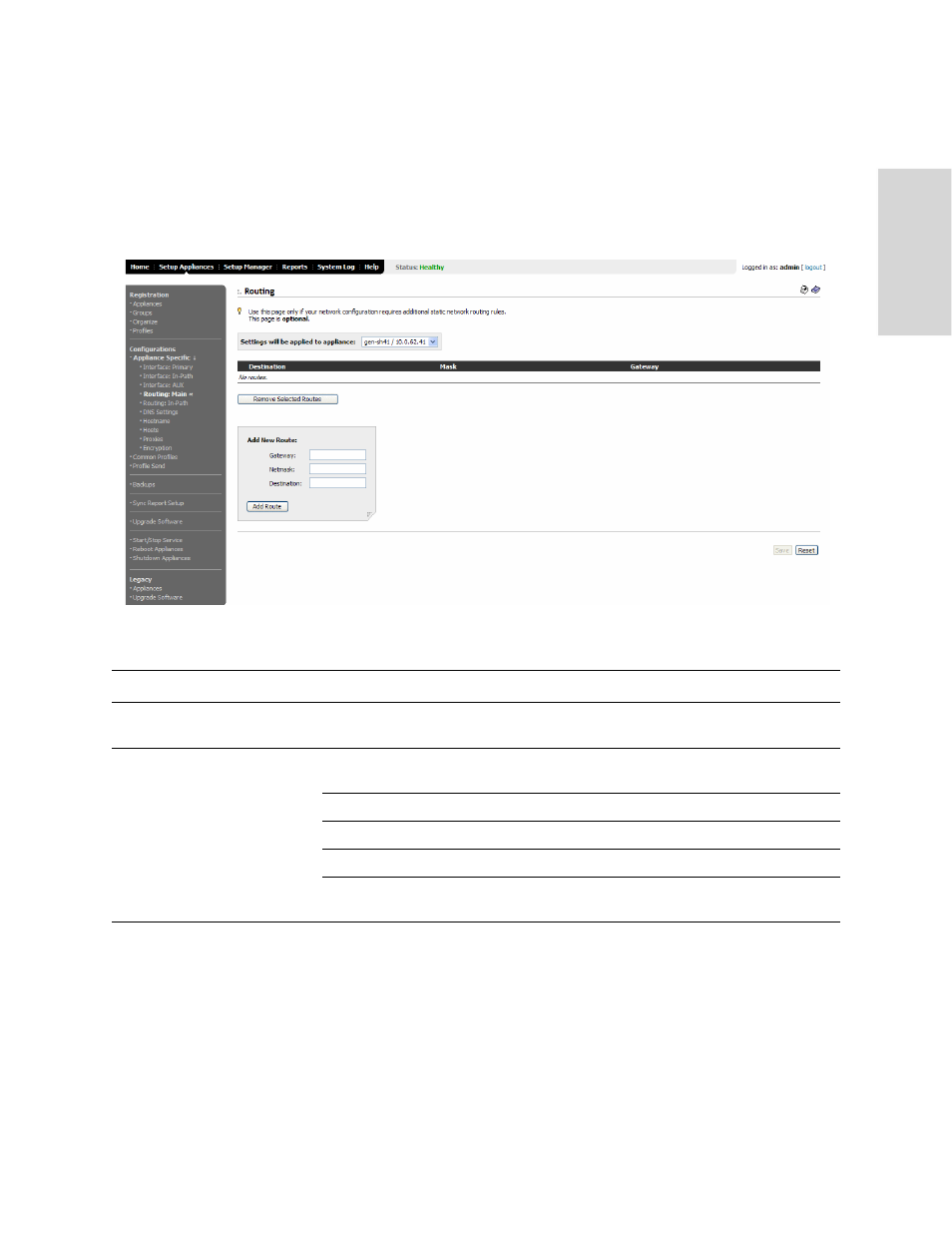 Setting static in- path network routes | HP StorageWorks Enterprise File Services WAN Accelerator User Manual | Page 85 / 230