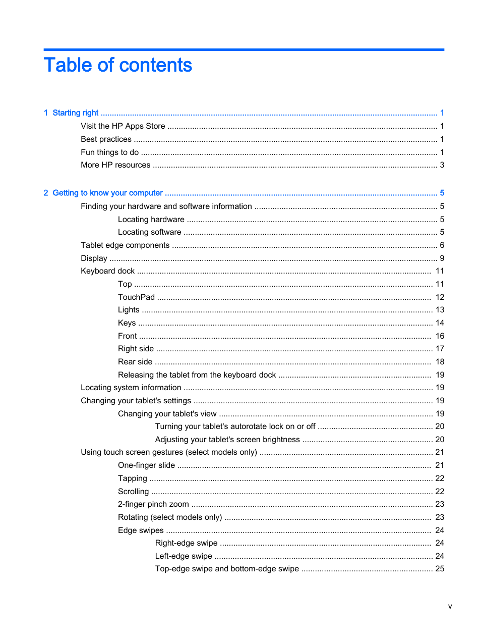 HP Pavilion 13-r010dx x2 Detachable PC User Manual | Page 5 / 84