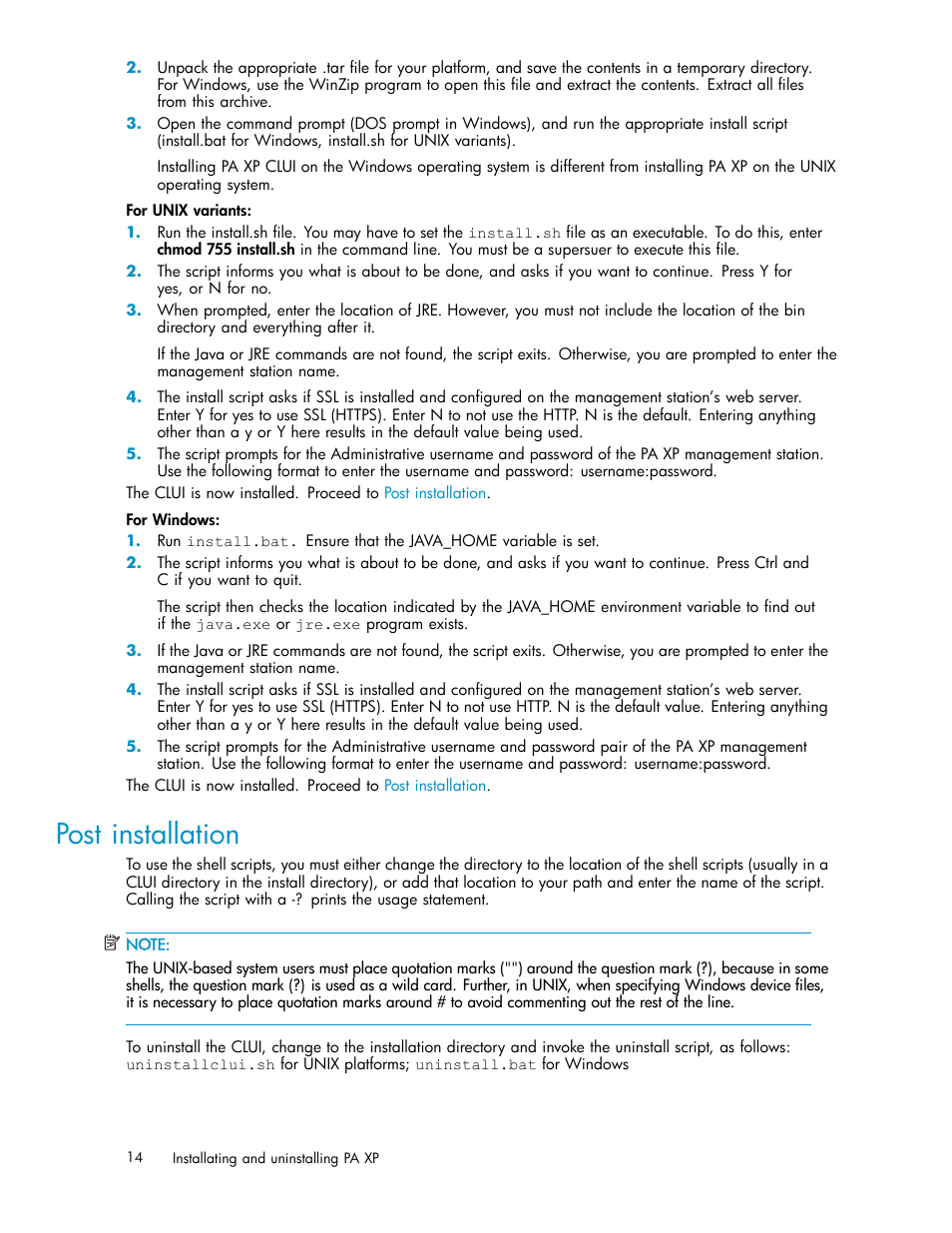 Post installation | HP XP Performance Advisor Software User Manual | Page 14 / 97