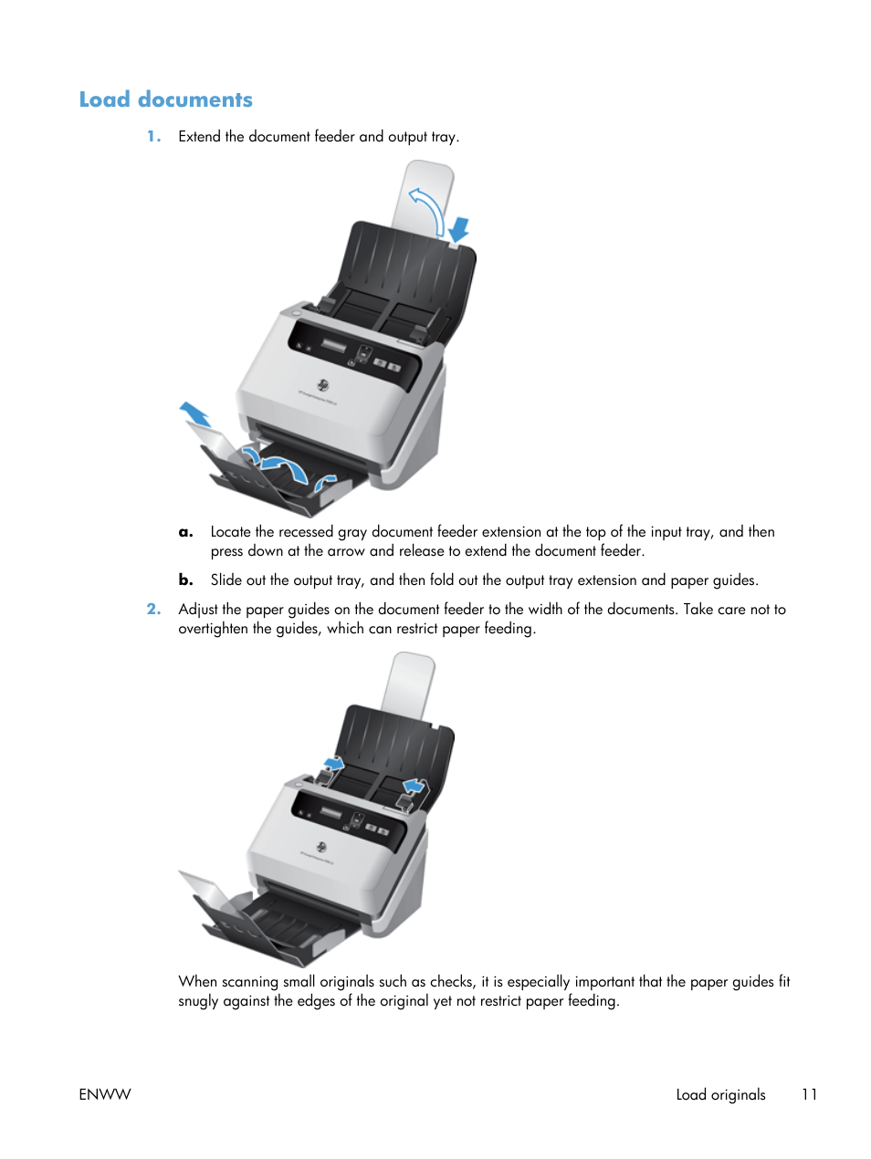 Load documents | HP Scanjet Enterprise Flow 7000 s2 Sheet-feed Scanner User Manual | Page 17 / 62