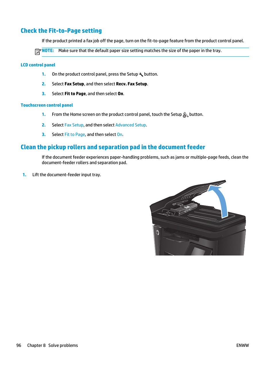 Check the fit-to-page setting | HP LaserJet Pro MFP M127fw User Manual | Page 104 / 122
