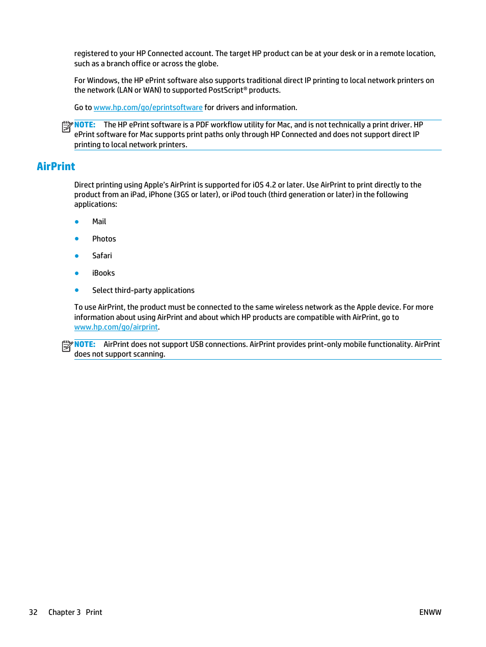 Airprint | HP LaserJet Pro MFP M127fw User Manual | Page 40 / 122