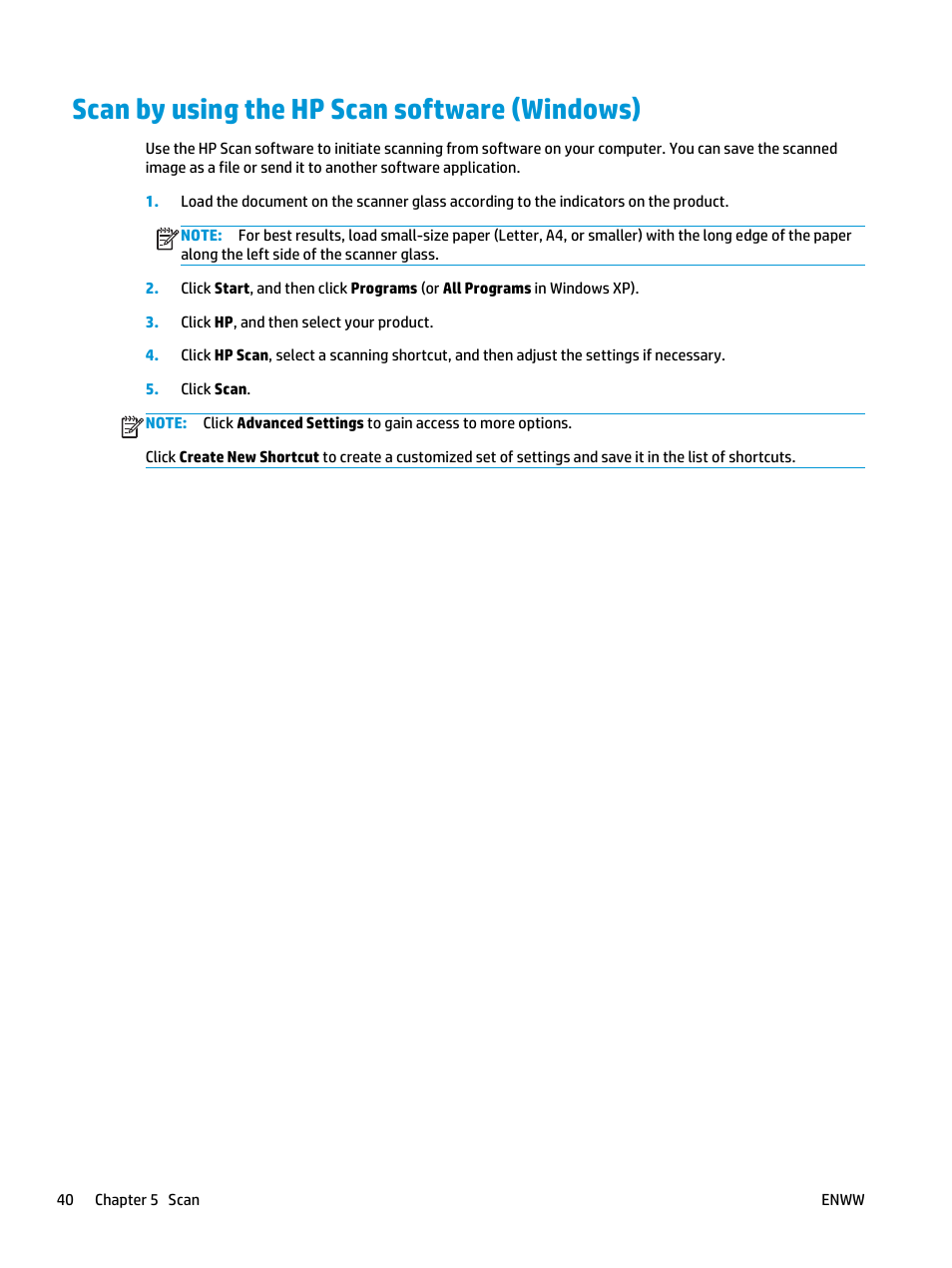 Scan by using the hp scan software (windows) | HP LaserJet Pro MFP M127fw User Manual | Page 48 / 122