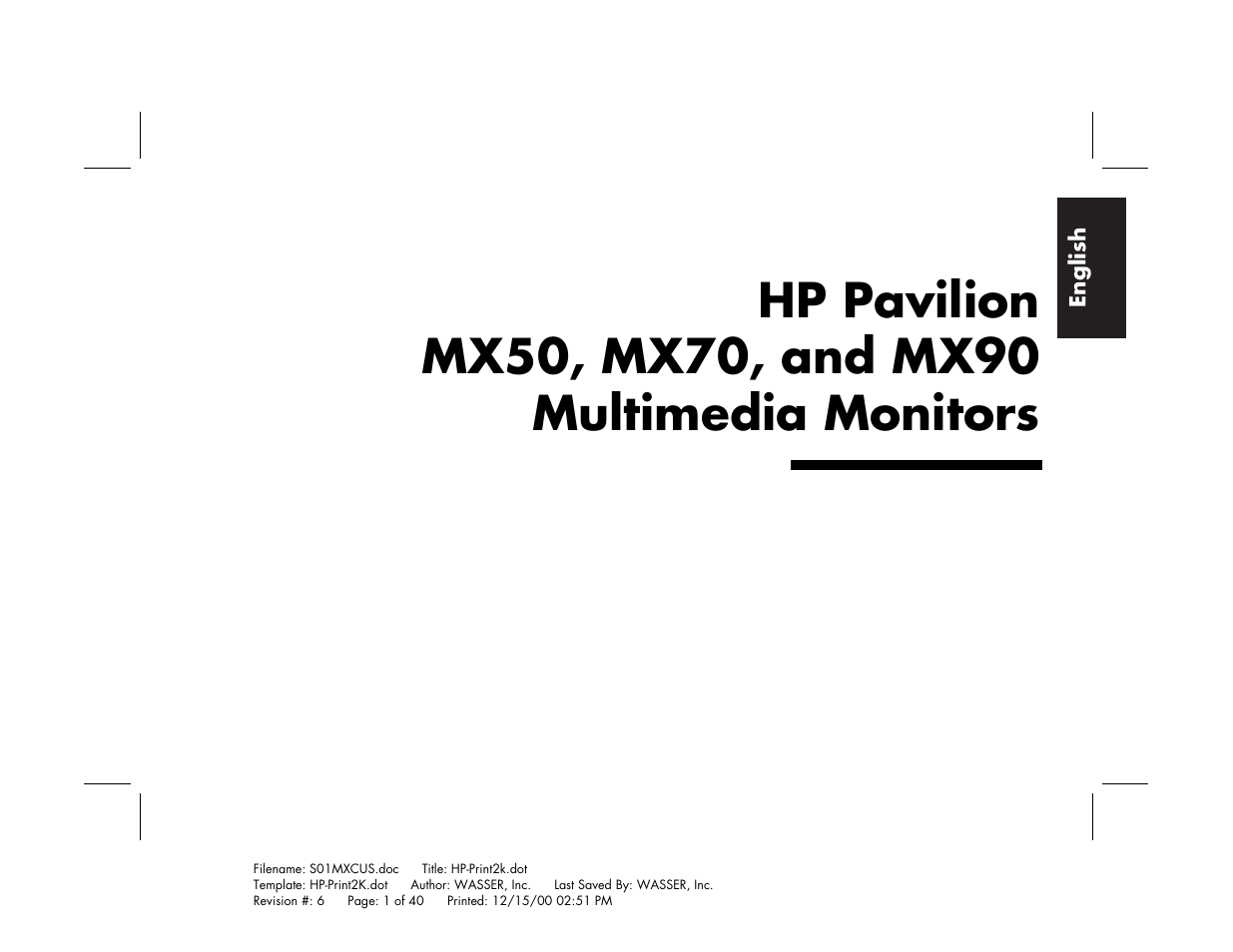 HP Pavilion mx90 19 inch Monitor User Manual | 128 pages