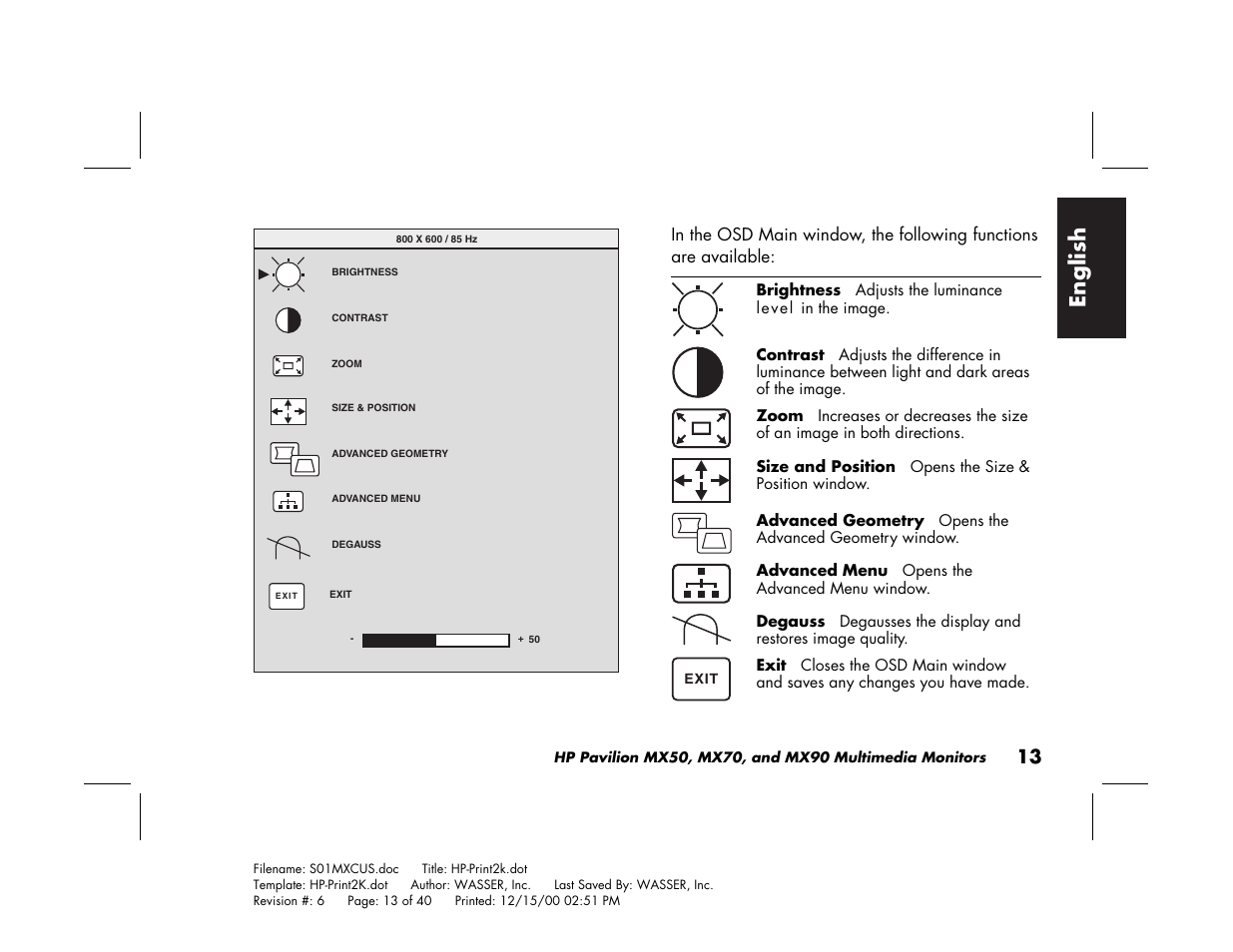 English | HP Pavilion mx90 19 inch Monitor User Manual | Page 17 / 128