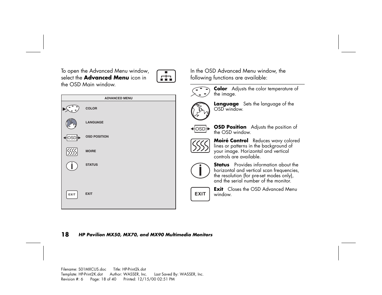 HP Pavilion mx90 19 inch Monitor User Manual | Page 22 / 128