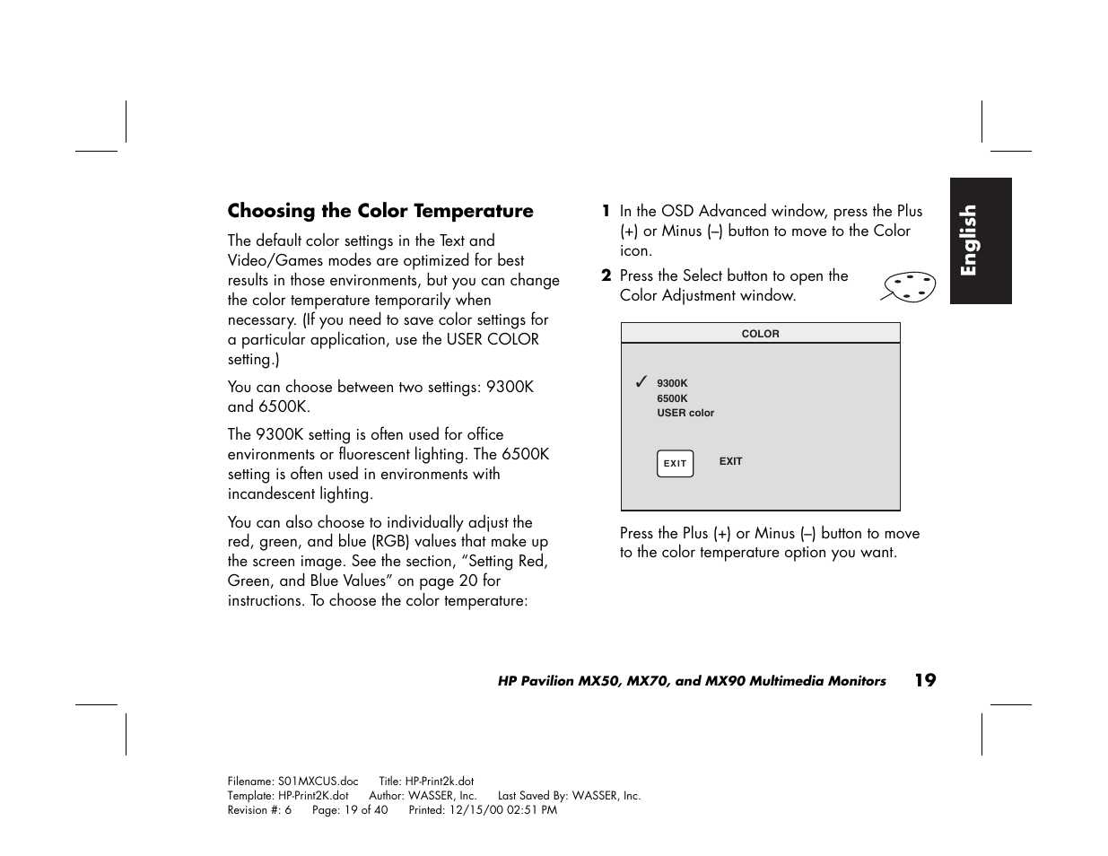 English | HP Pavilion mx90 19 inch Monitor User Manual | Page 23 / 128