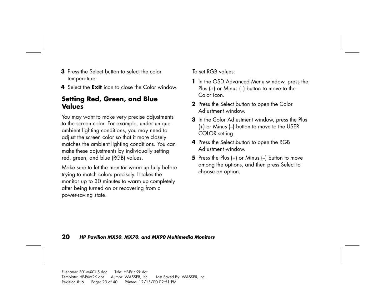 HP Pavilion mx90 19 inch Monitor User Manual | Page 24 / 128