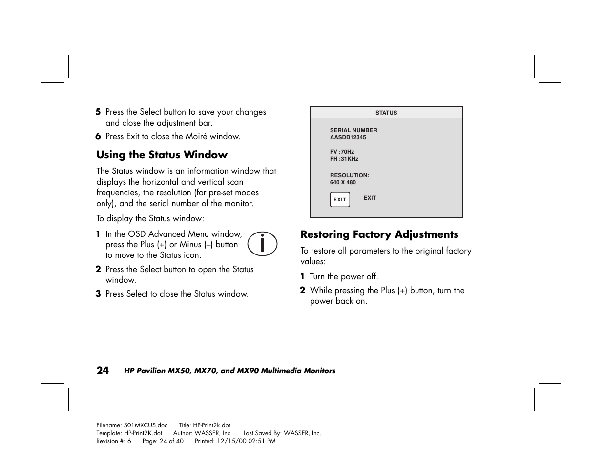 HP Pavilion mx90 19 inch Monitor User Manual | Page 28 / 128