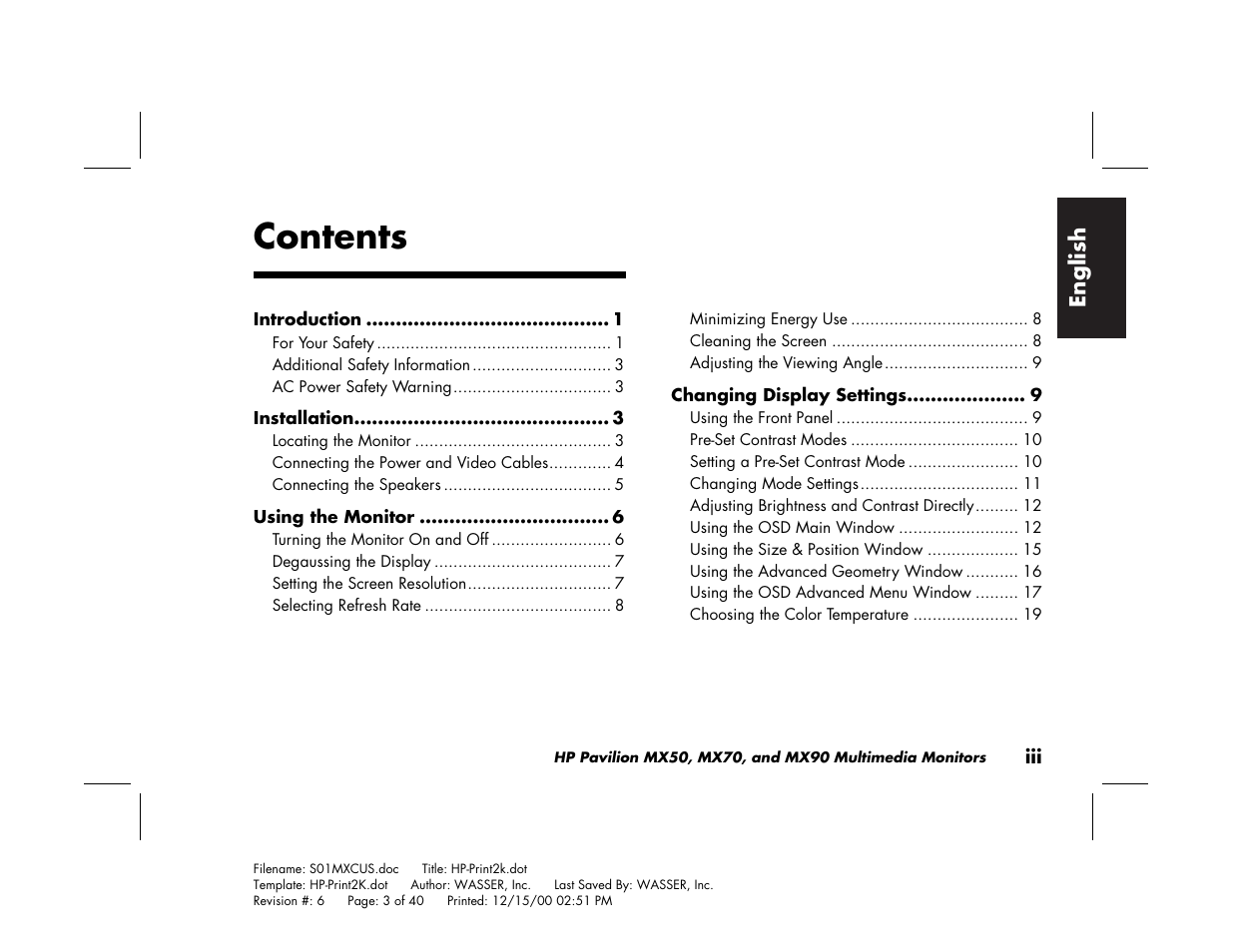 HP Pavilion mx90 19 inch Monitor User Manual | Page 3 / 128