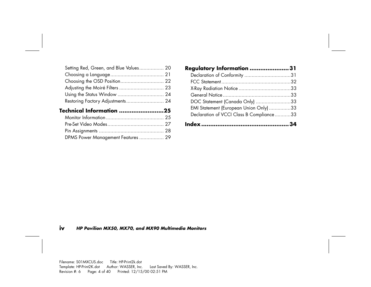 HP Pavilion mx90 19 inch Monitor User Manual | Page 4 / 128