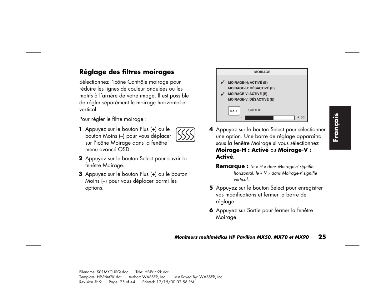 Fran çais | HP Pavilion mx90 19 inch Monitor User Manual | Page 69 / 128