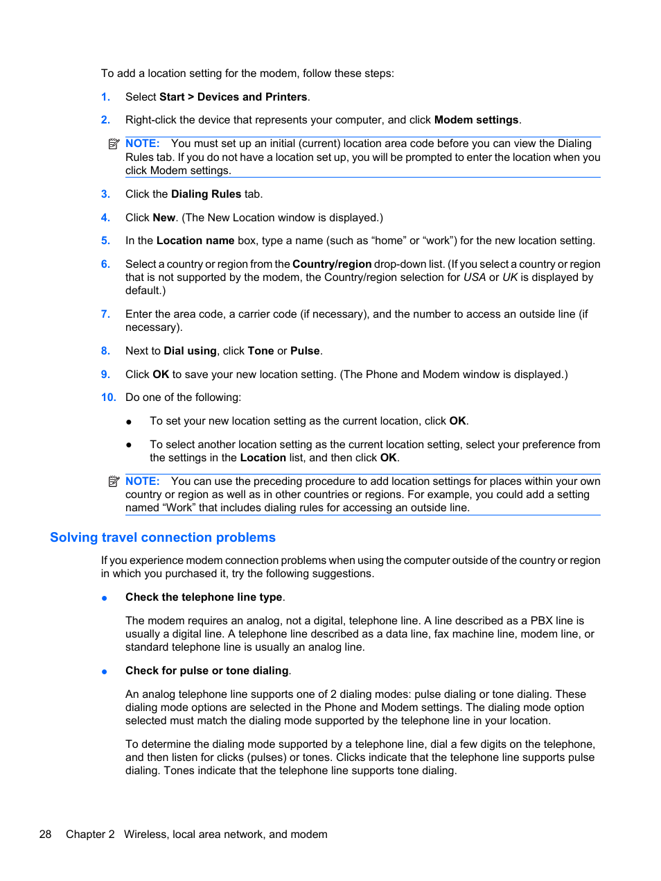 Solving travel connection problems | HP ProBook 5220m Notebook PC User Manual | Page 40 / 147