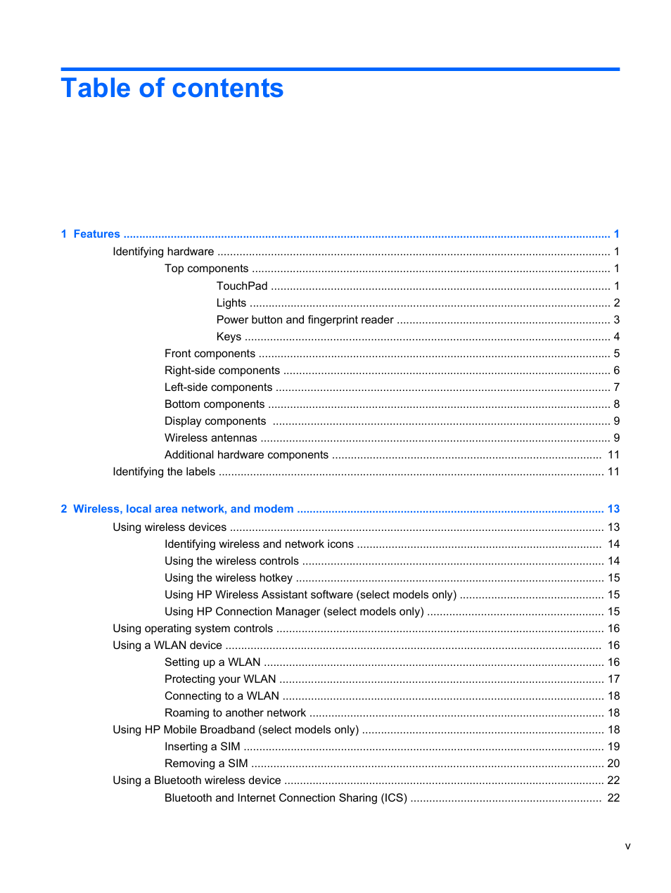 HP ProBook 5220m Notebook PC User Manual | Page 5 / 147