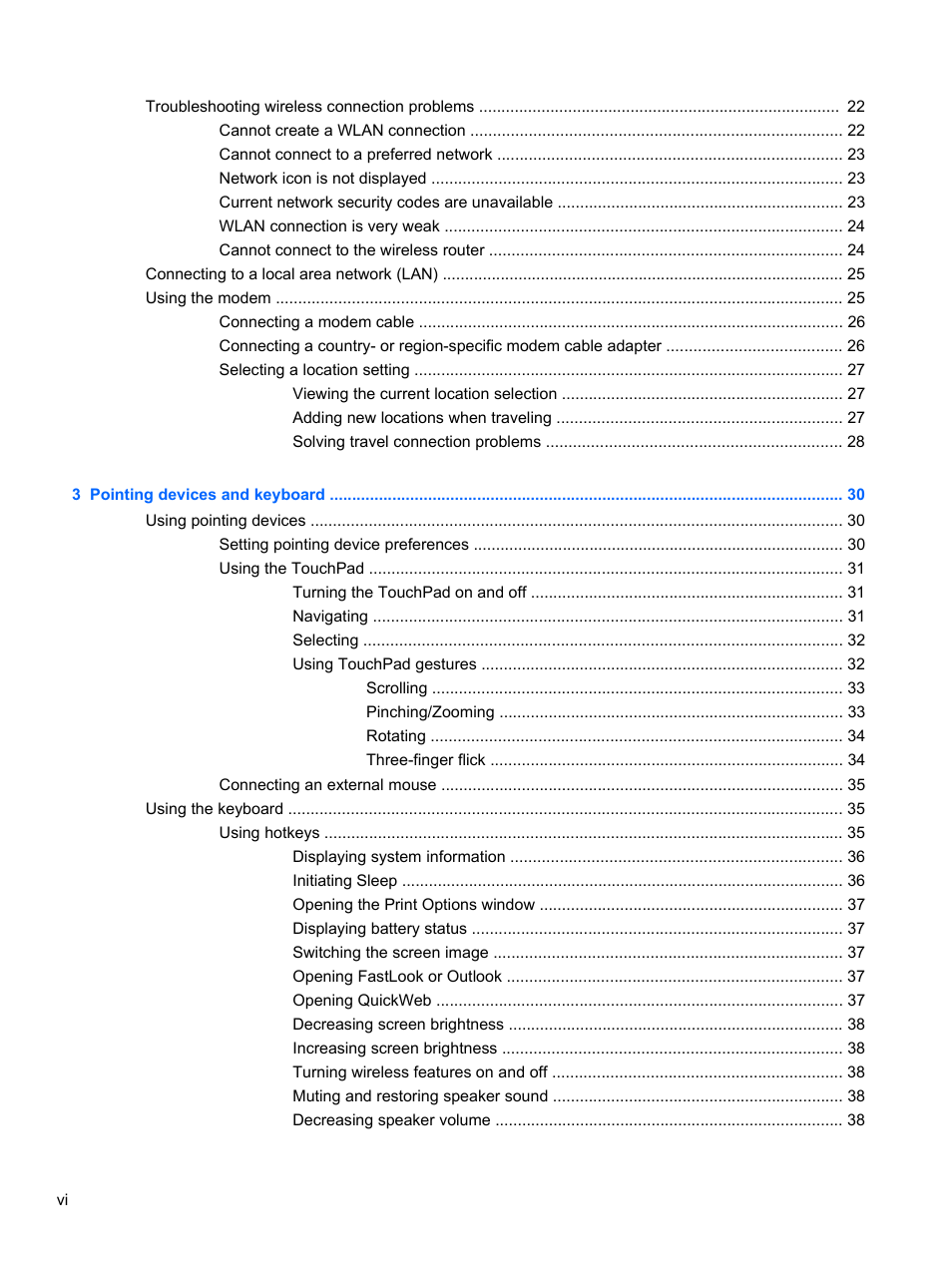 HP ProBook 5220m Notebook PC User Manual | Page 6 / 147