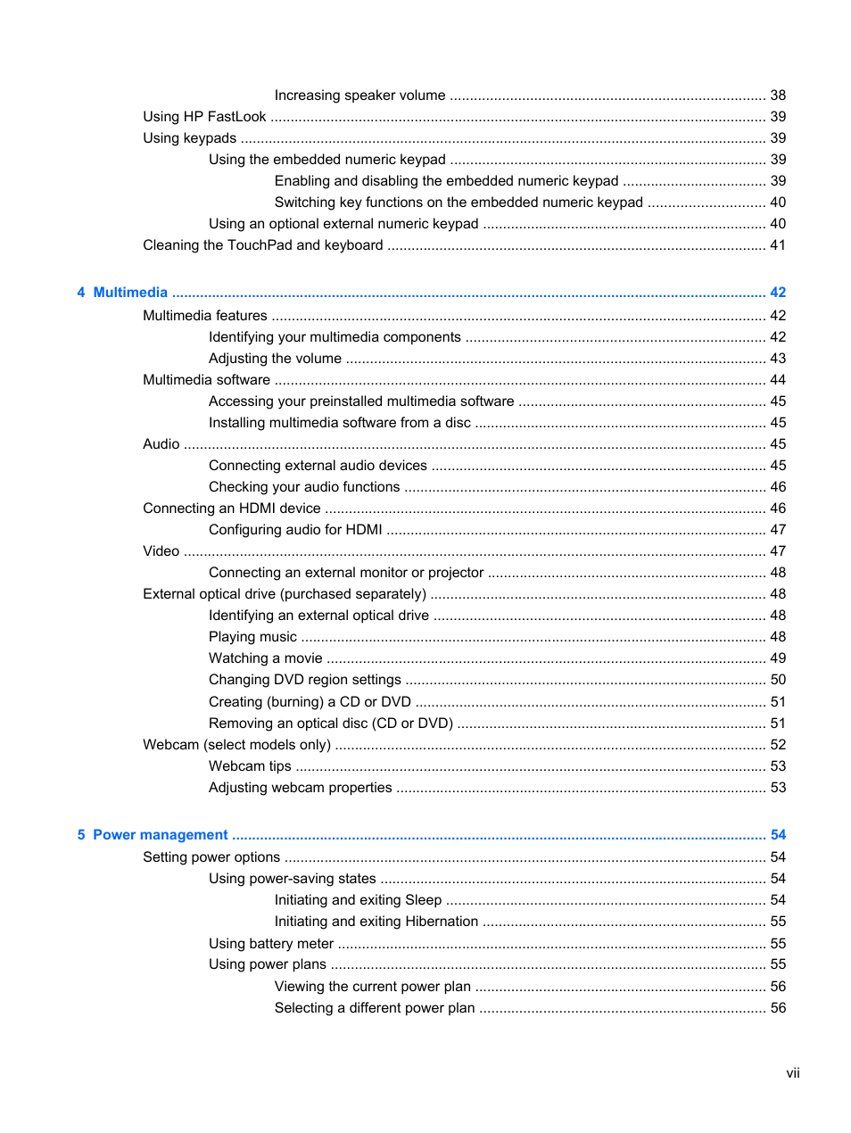 HP ProBook 5220m Notebook PC User Manual | Page 7 / 147