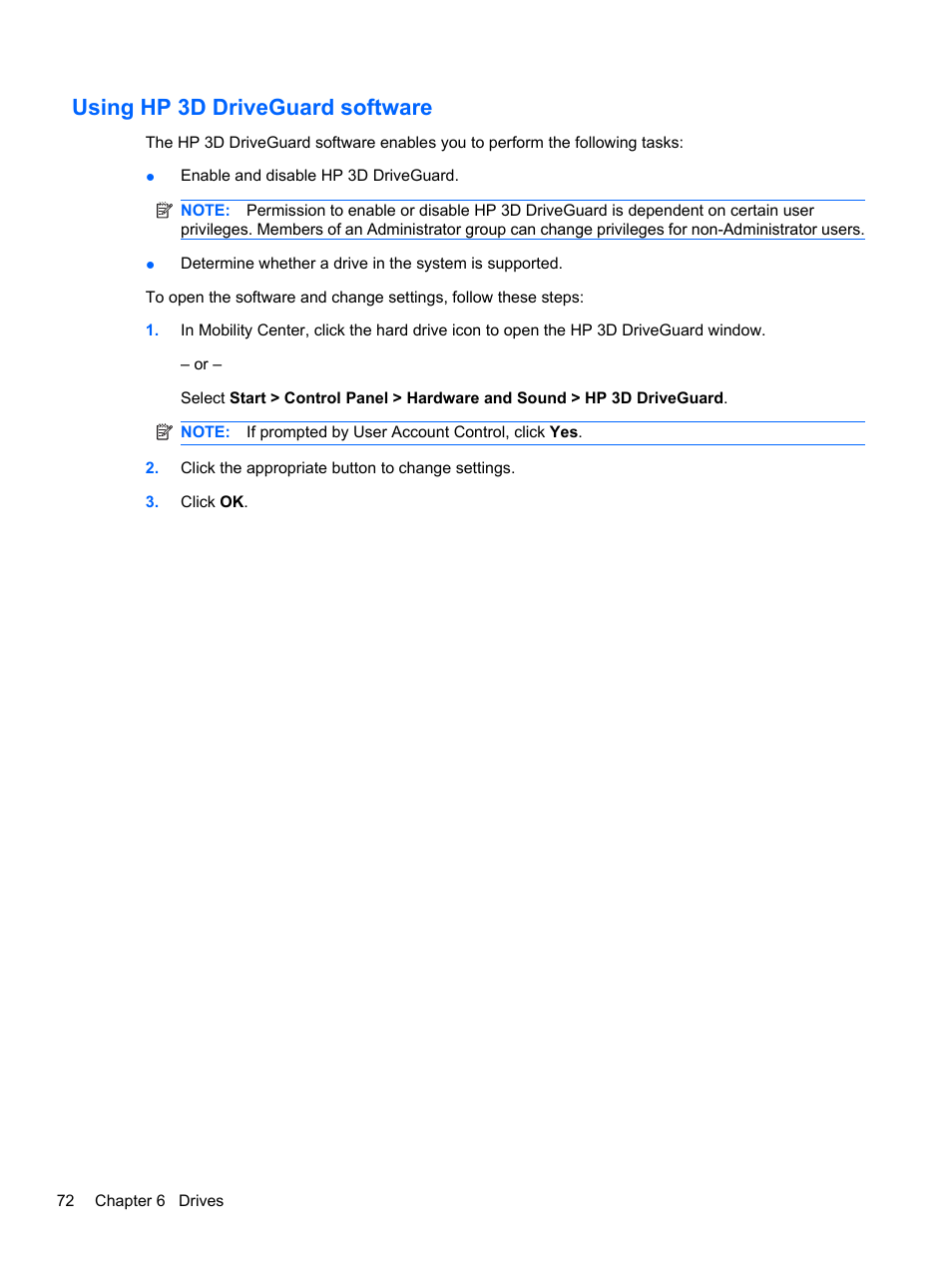 Using hp 3d driveguard software | HP ProBook 5220m Notebook PC User Manual | Page 84 / 147