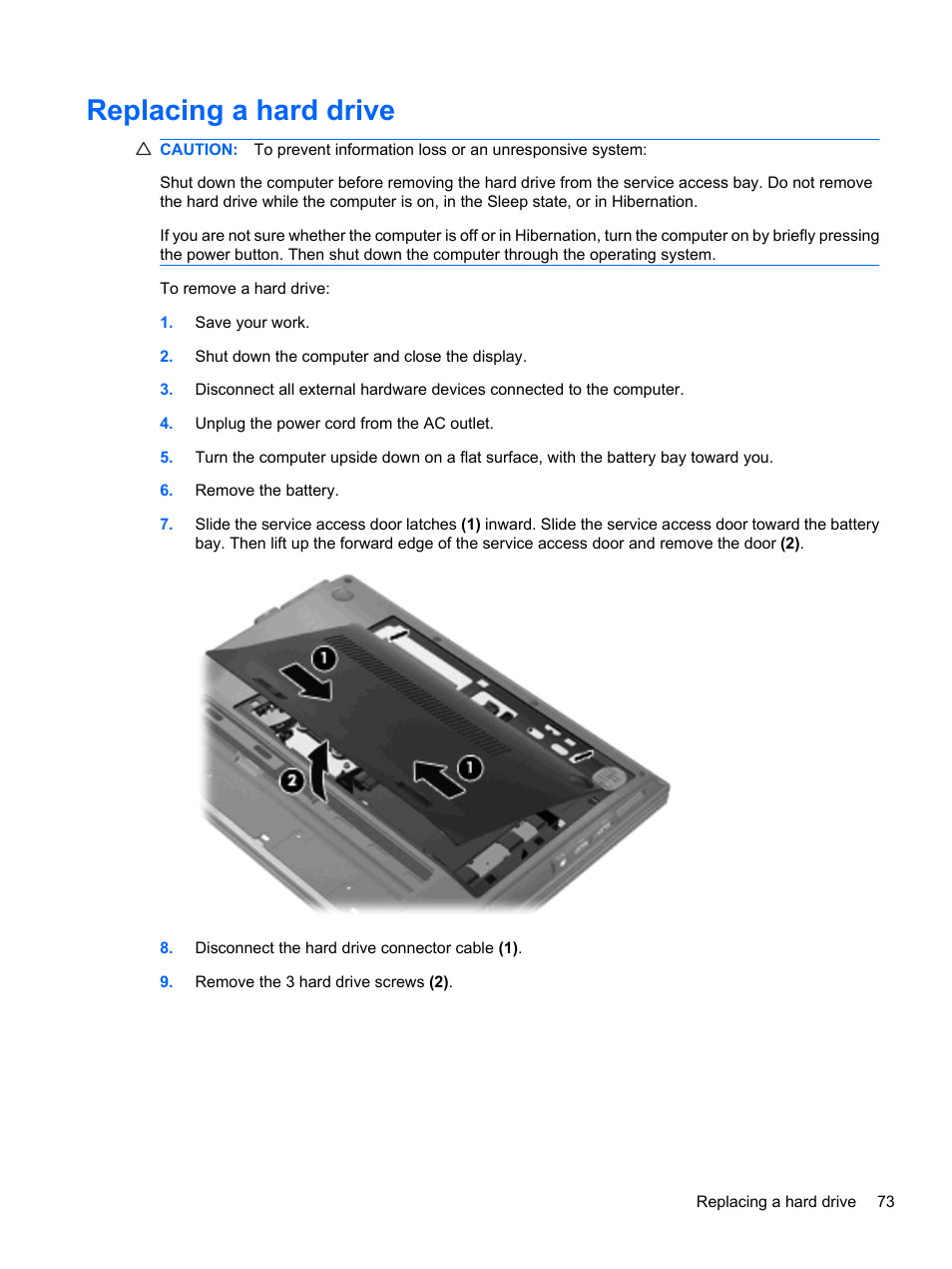 Replacing a hard drive | HP ProBook 5220m Notebook PC User Manual | Page 85 / 147