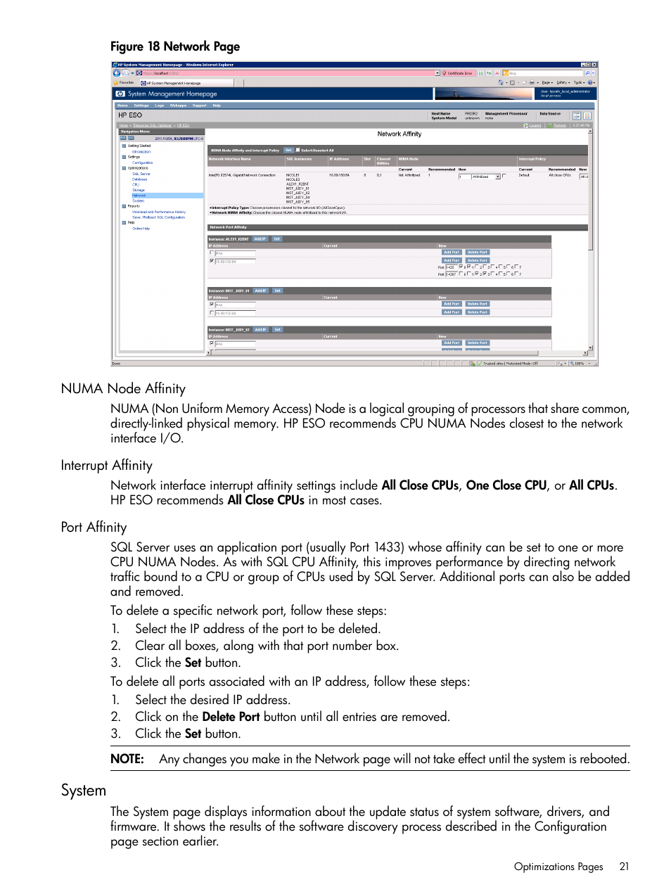 Numa node affinity, Interrupt affinity, Port affinity | System | HP ProLiant DL980 G7 Server User Manual | Page 21 / 27