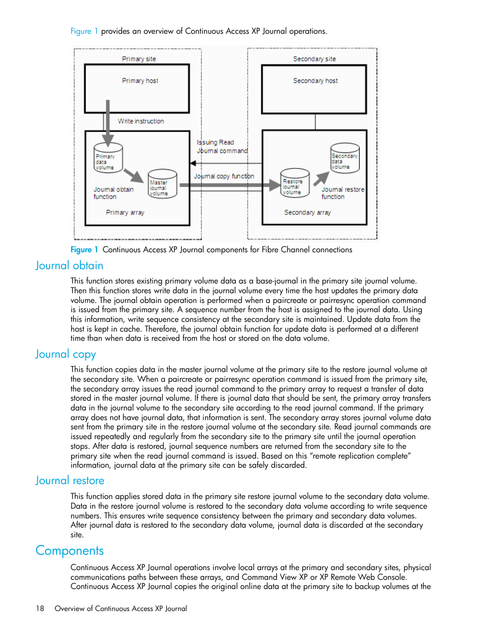 Journal obtain, Journal copy, Journal restore | Components | HP StorageWorks XP Remote Web Console Software User Manual | Page 18 / 200