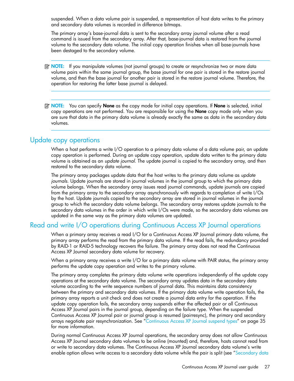 Update copy operations | HP StorageWorks XP Remote Web Console Software User Manual | Page 27 / 200