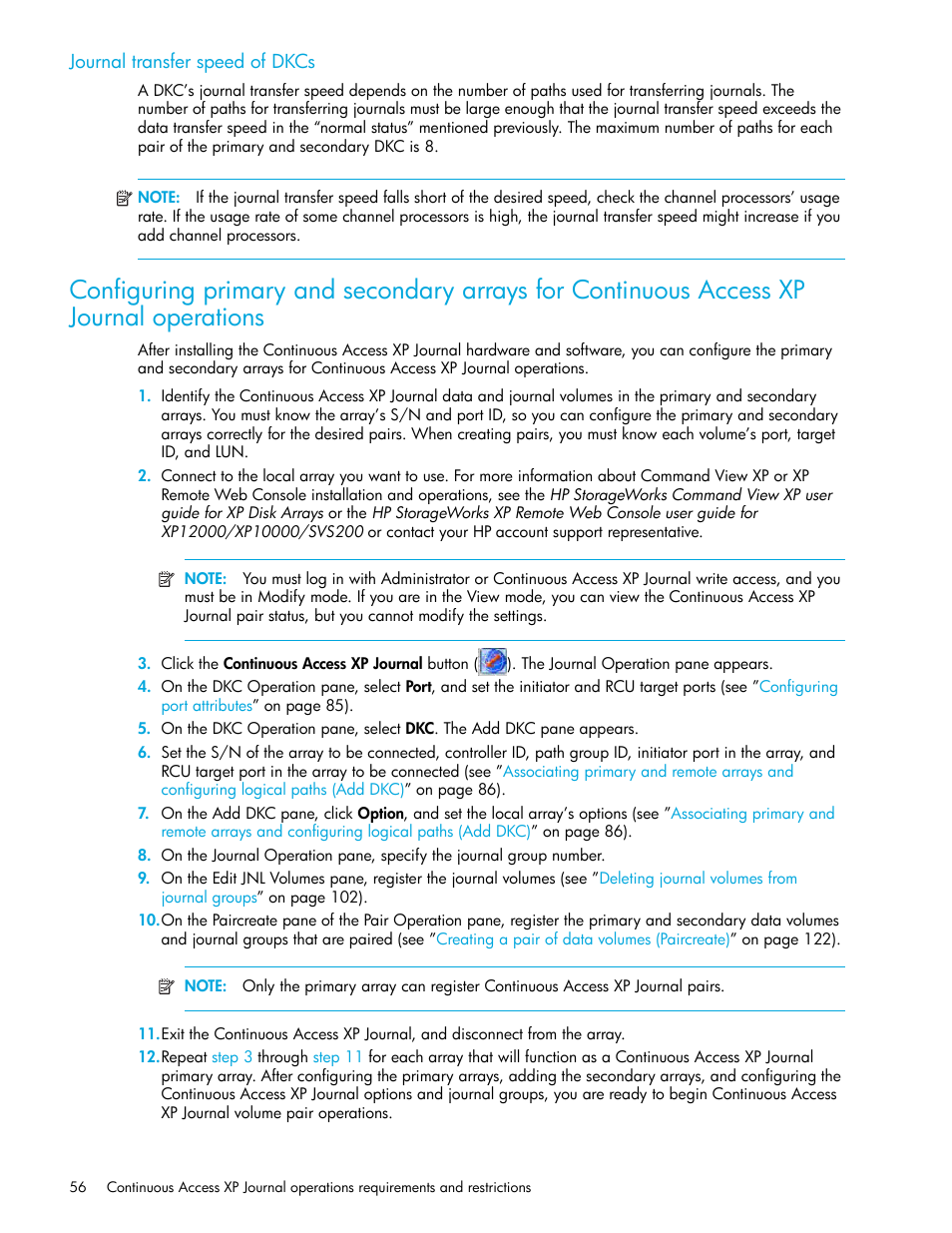 Journal transfer speed of dkcs | HP StorageWorks XP Remote Web Console Software User Manual | Page 56 / 200