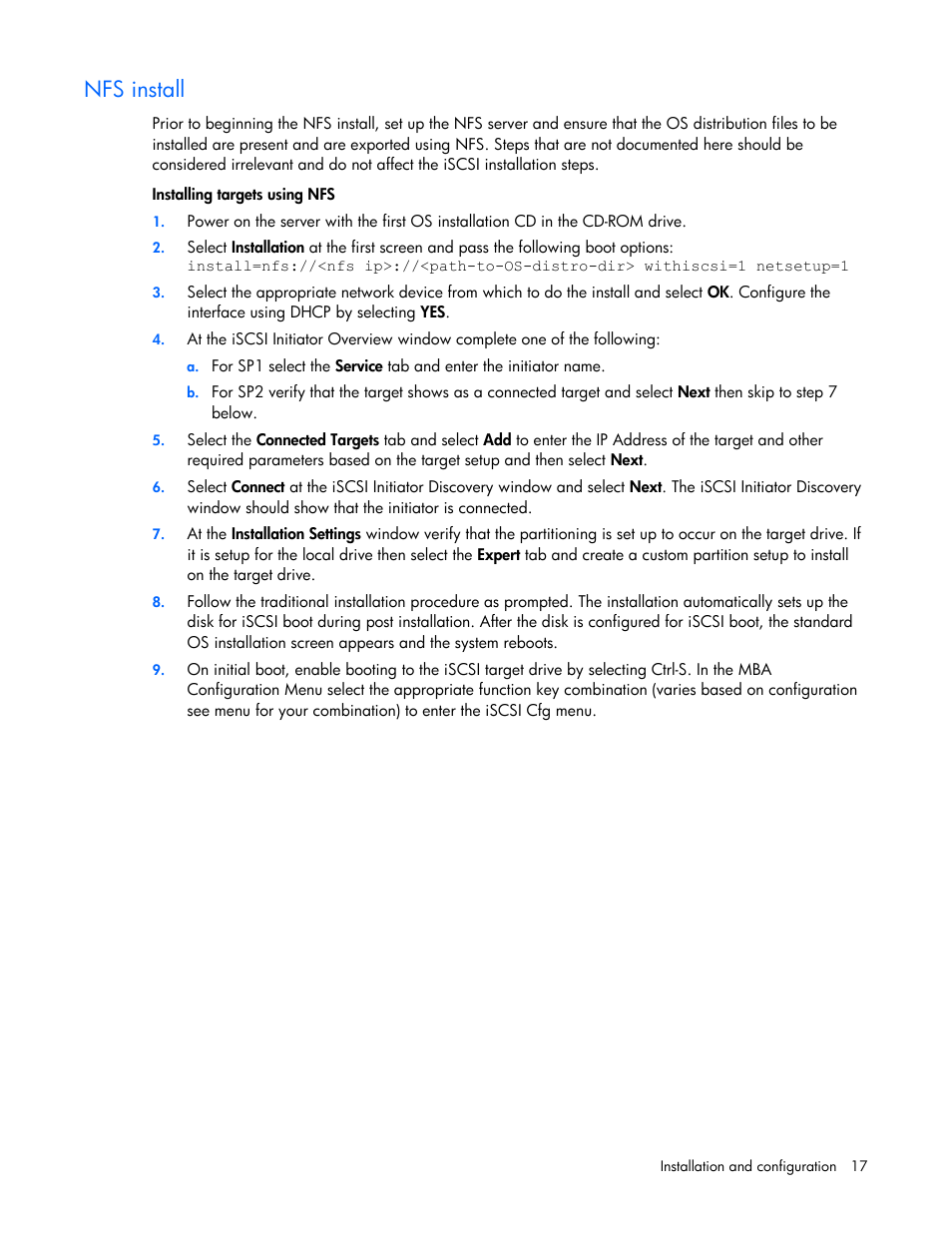 Nfs install | HP SmartStart-Software User Manual | Page 17 / 29