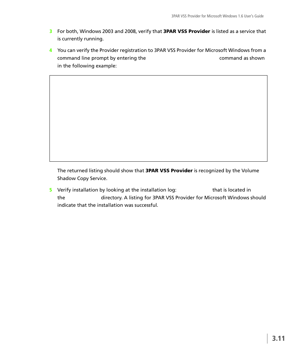 HP 3PAR VSS Provider Software User Manual | Page 27 / 56