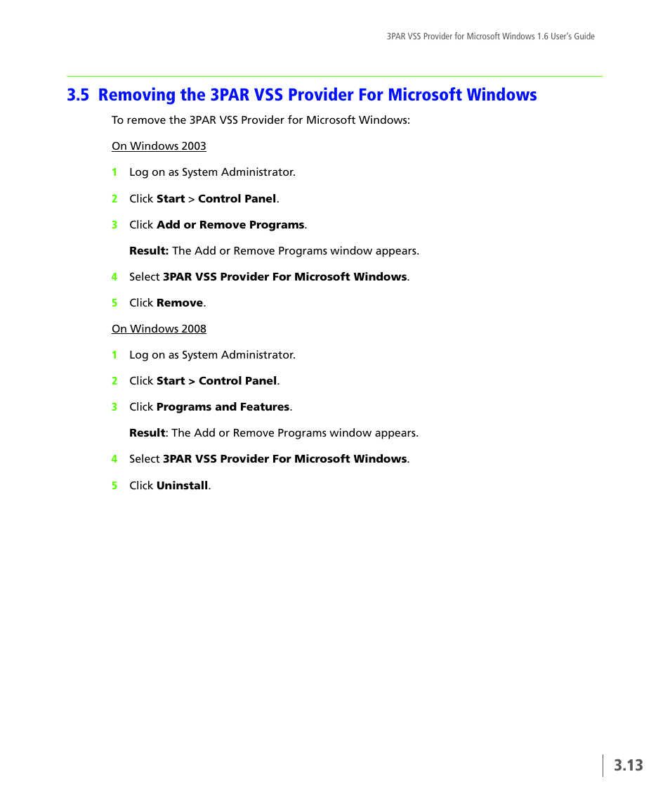 HP 3PAR VSS Provider Software User Manual | Page 29 / 56