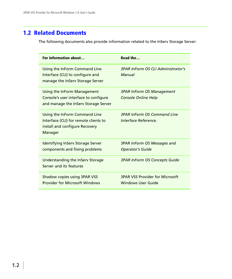 2 related documents, Related documents | HP 3PAR VSS Provider Software User Manual | Page 6 / 56
