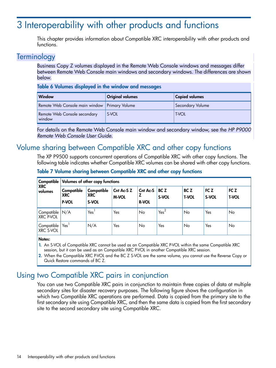 Using two compatible xrc pairs in conjunction, Terminology | HP XP P9500 Storage User Manual | Page 14 / 34