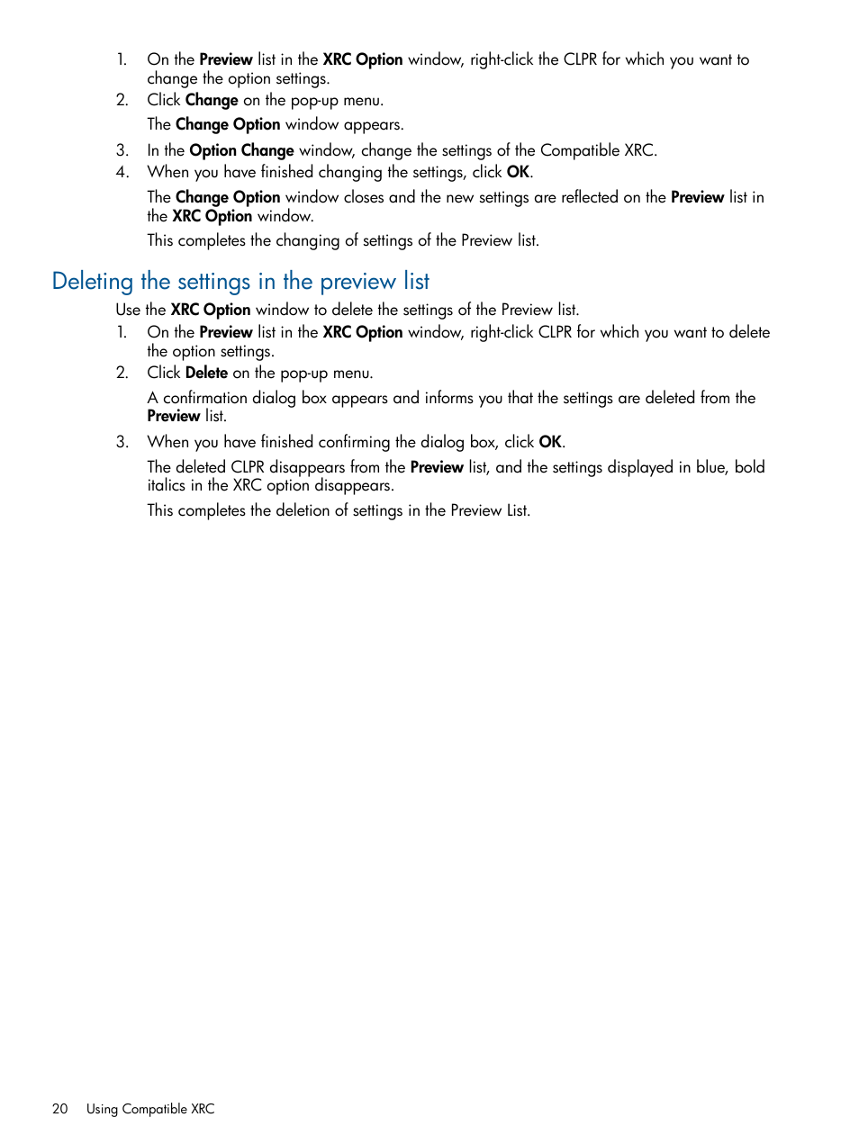 Deleting the settings in the preview list | HP XP P9500 Storage User Manual | Page 20 / 34