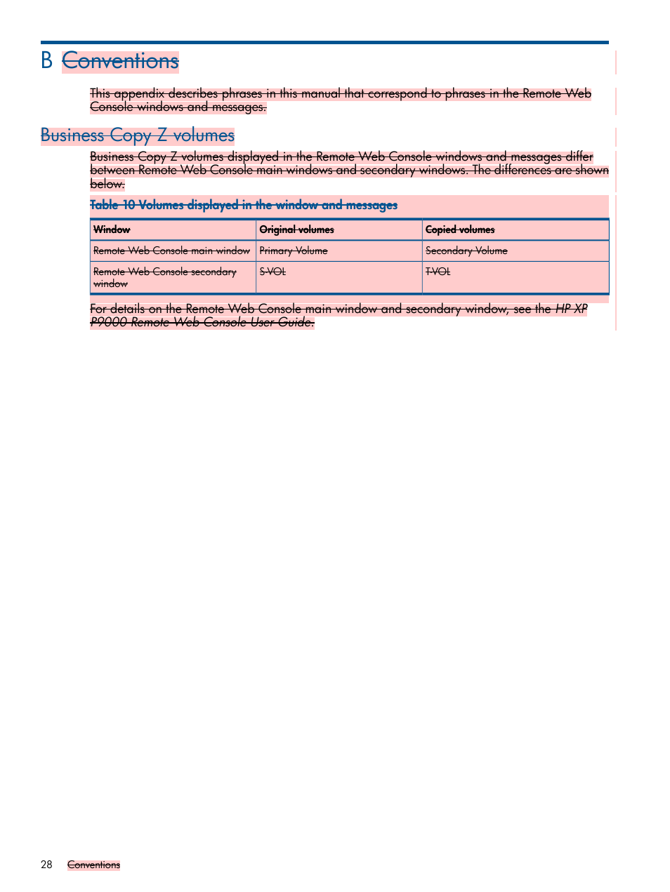 Terminology, B conventions, Business copy z volumes | HP XP P9500 Storage User Manual | Page 28 / 34