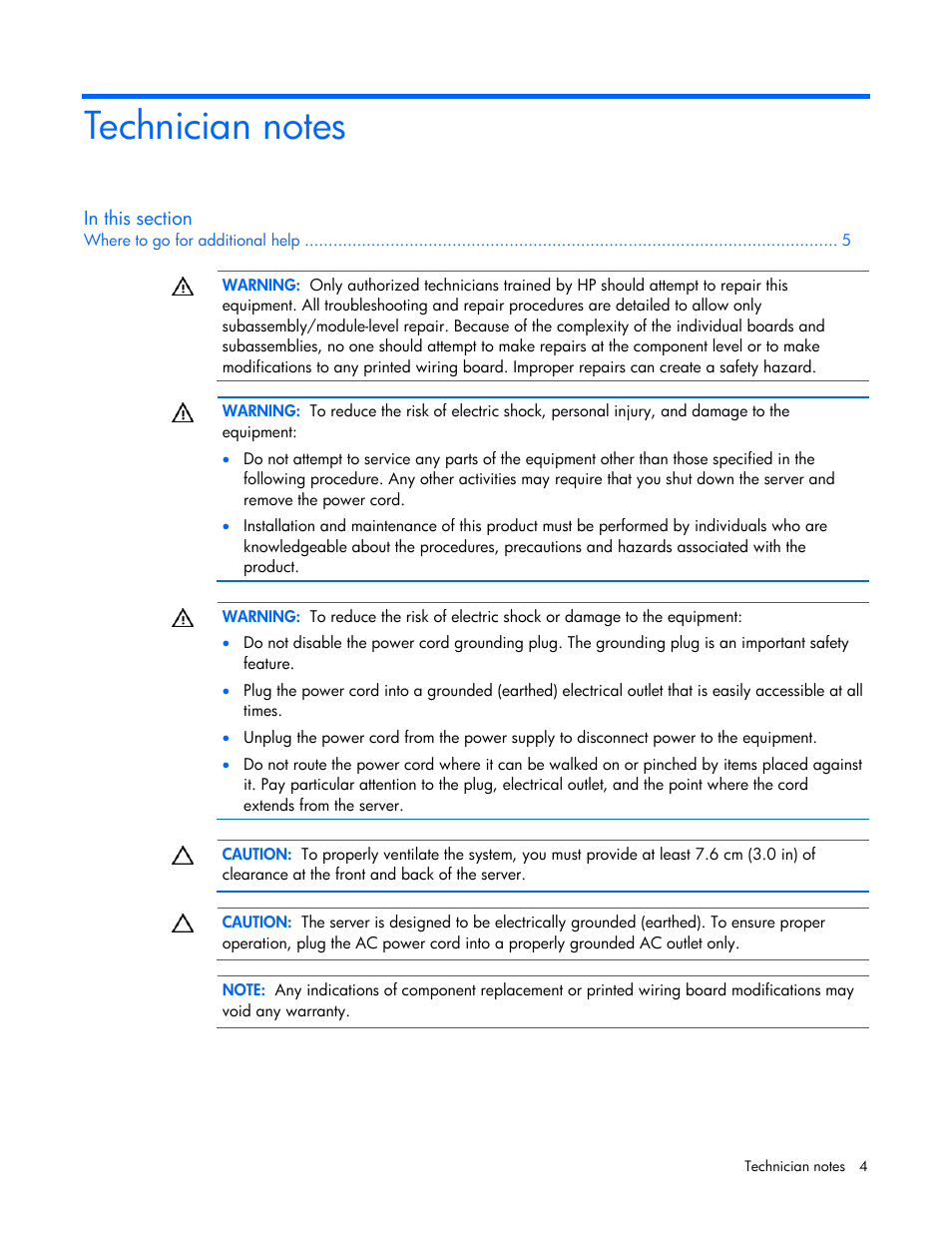 Technician notes | HP NC364T PCI Express Quad Port Gigabit Server Adapter User Manual | Page 4 / 20