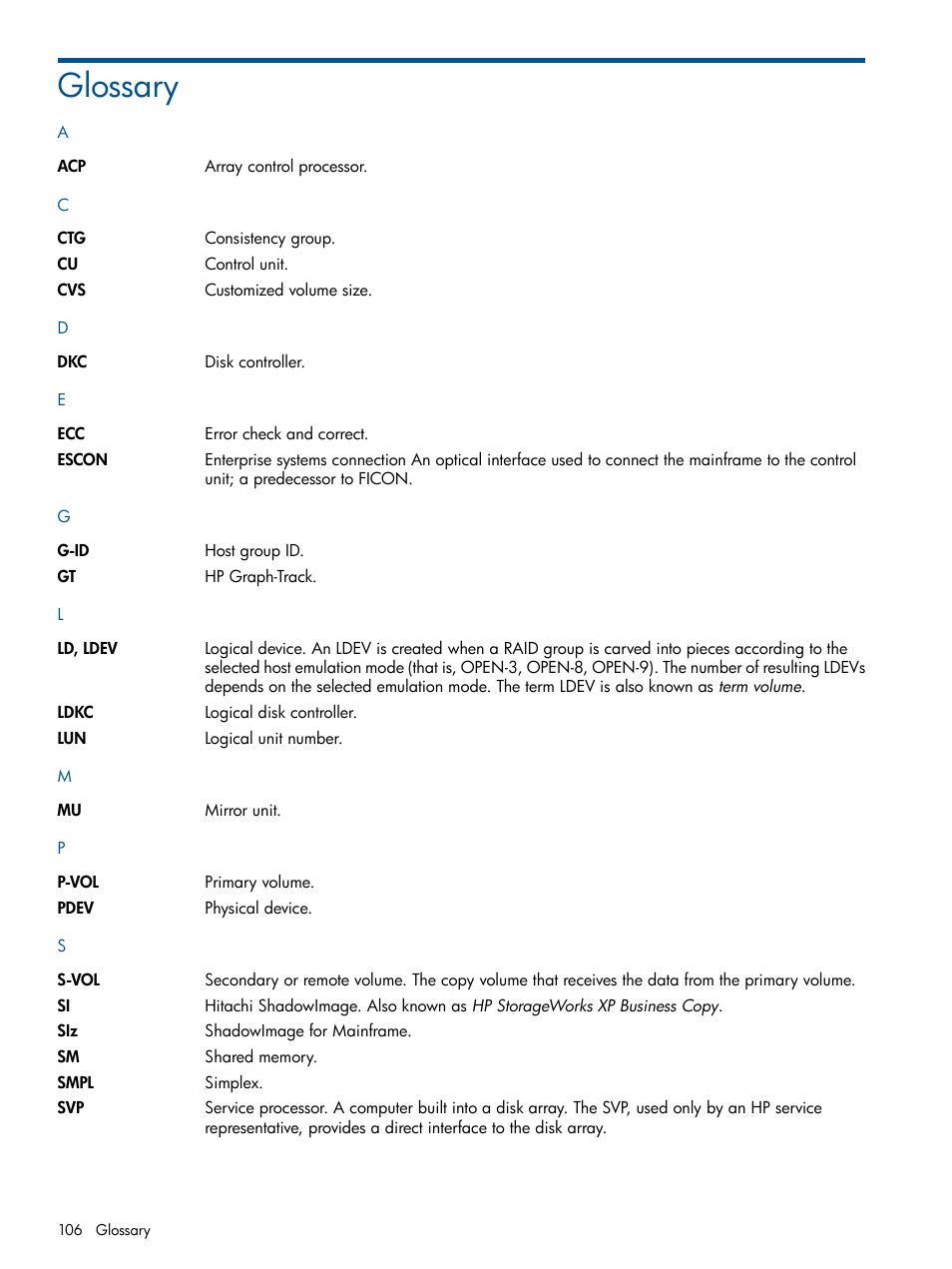 Glossary | HP StorageWorks XP Remote Web Console Software User Manual | Page 106 / 109