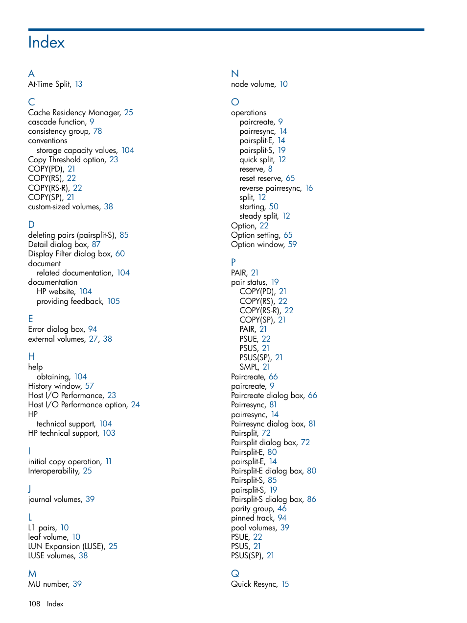 Index | HP StorageWorks XP Remote Web Console Software User Manual | Page 108 / 109