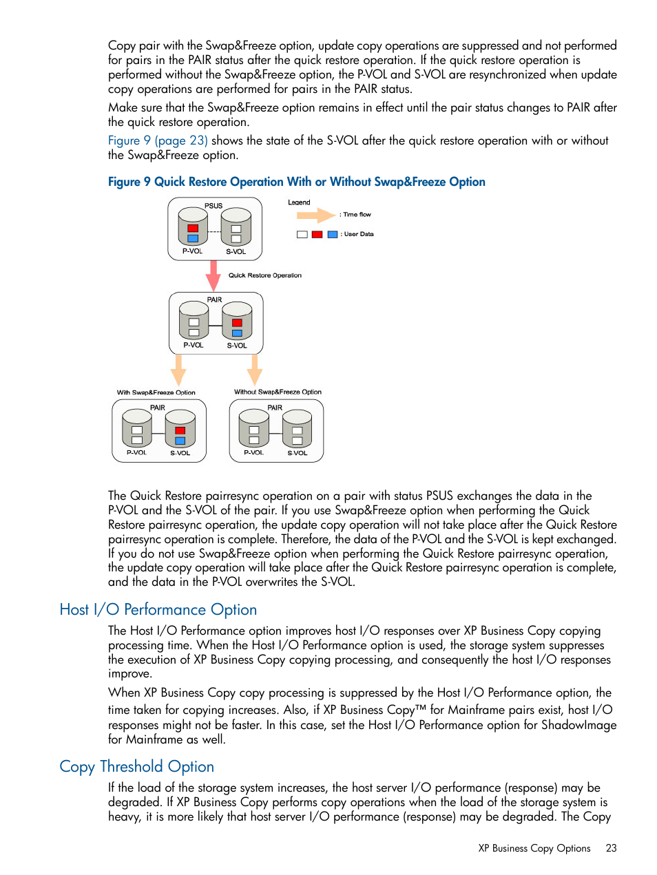 Host i/o performance option, Copy threshold option, Host i/o performance option copy threshold option | HP StorageWorks XP Remote Web Console Software User Manual | Page 23 / 109
