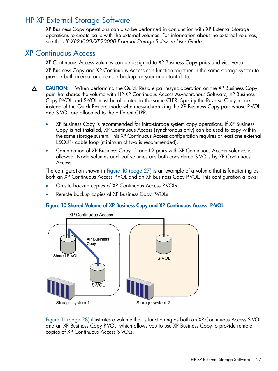 Hp xp external storage software, Xp continuous access | HP StorageWorks XP Remote Web Console Software User Manual | Page 27 / 109