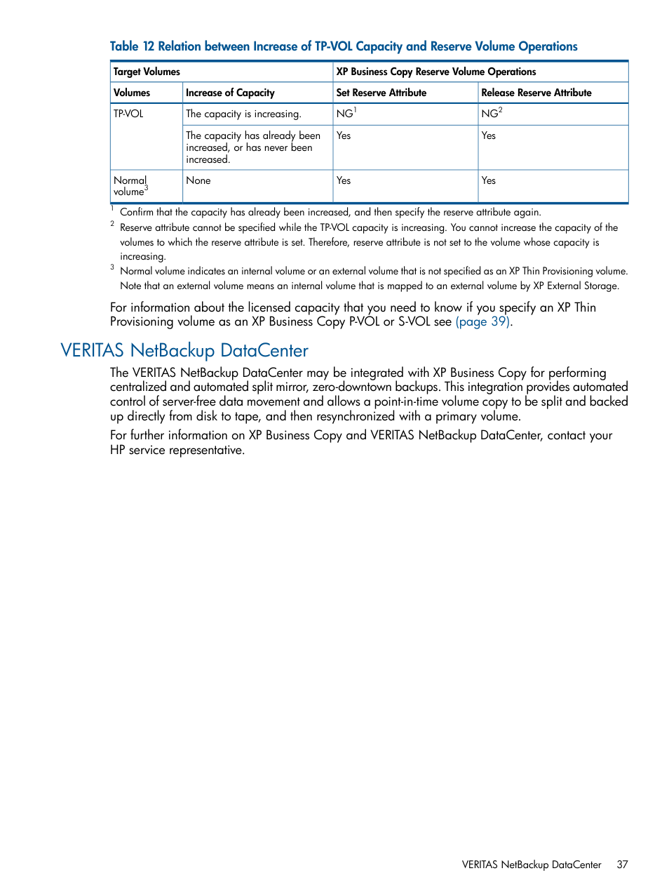 Veritas netbackup datacenter | HP StorageWorks XP Remote Web Console Software User Manual | Page 37 / 109