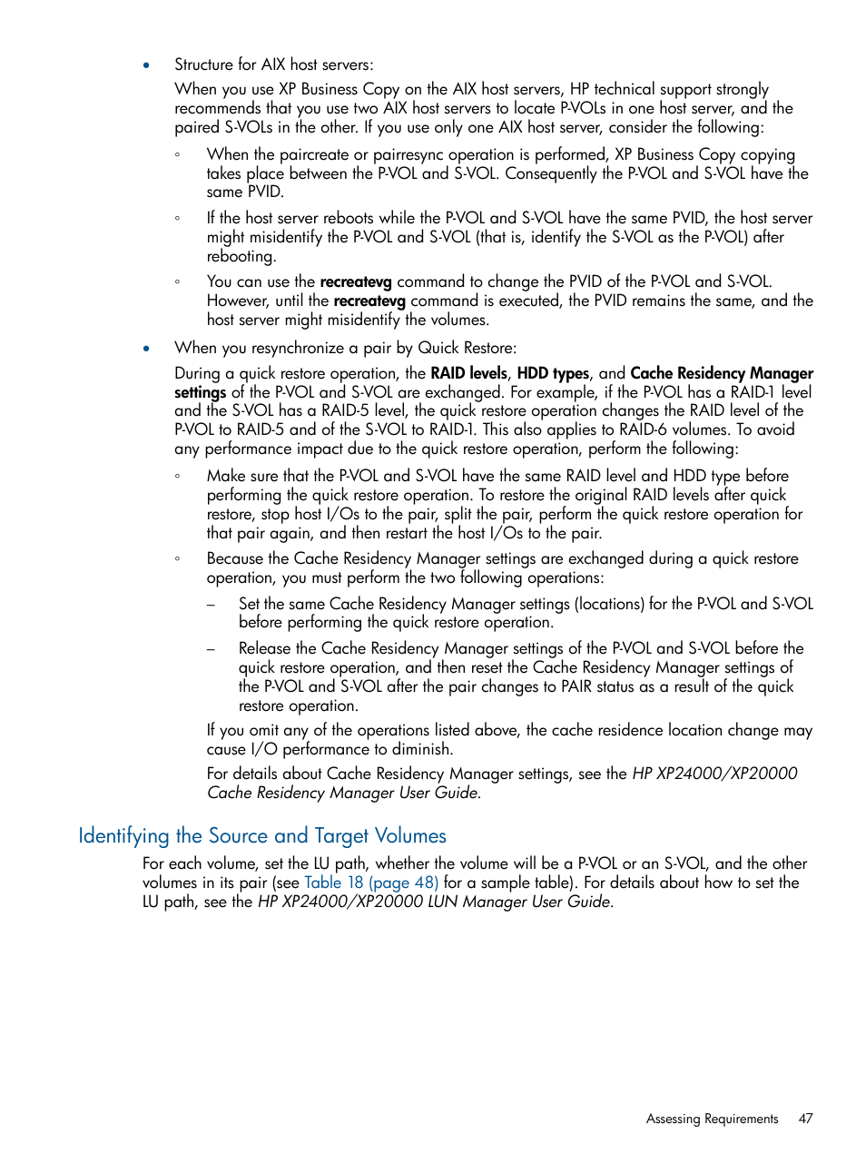 Identifying the source and target volumes | HP StorageWorks XP Remote Web Console Software User Manual | Page 47 / 109