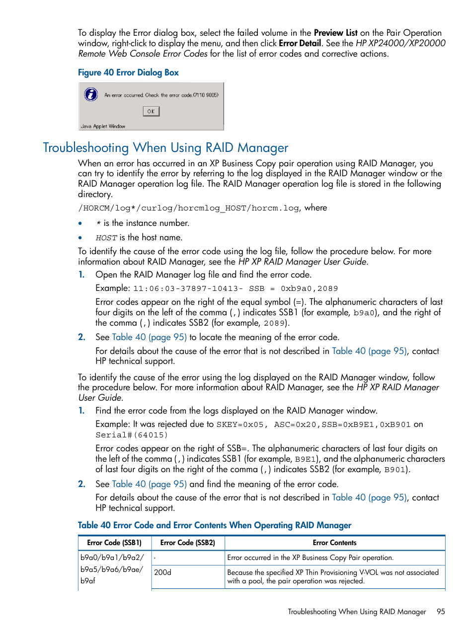 Troubleshooting when using raid manager | HP StorageWorks XP Remote Web Console Software User Manual | Page 95 / 109