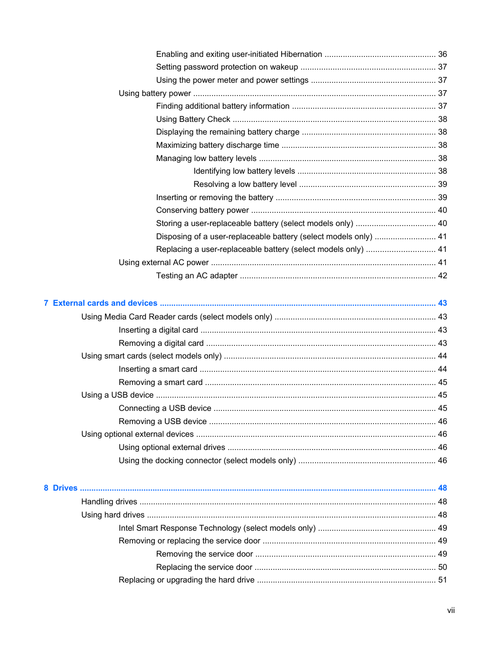 HP EliteBook 2170p Notebook PC User Manual | Page 7 / 102