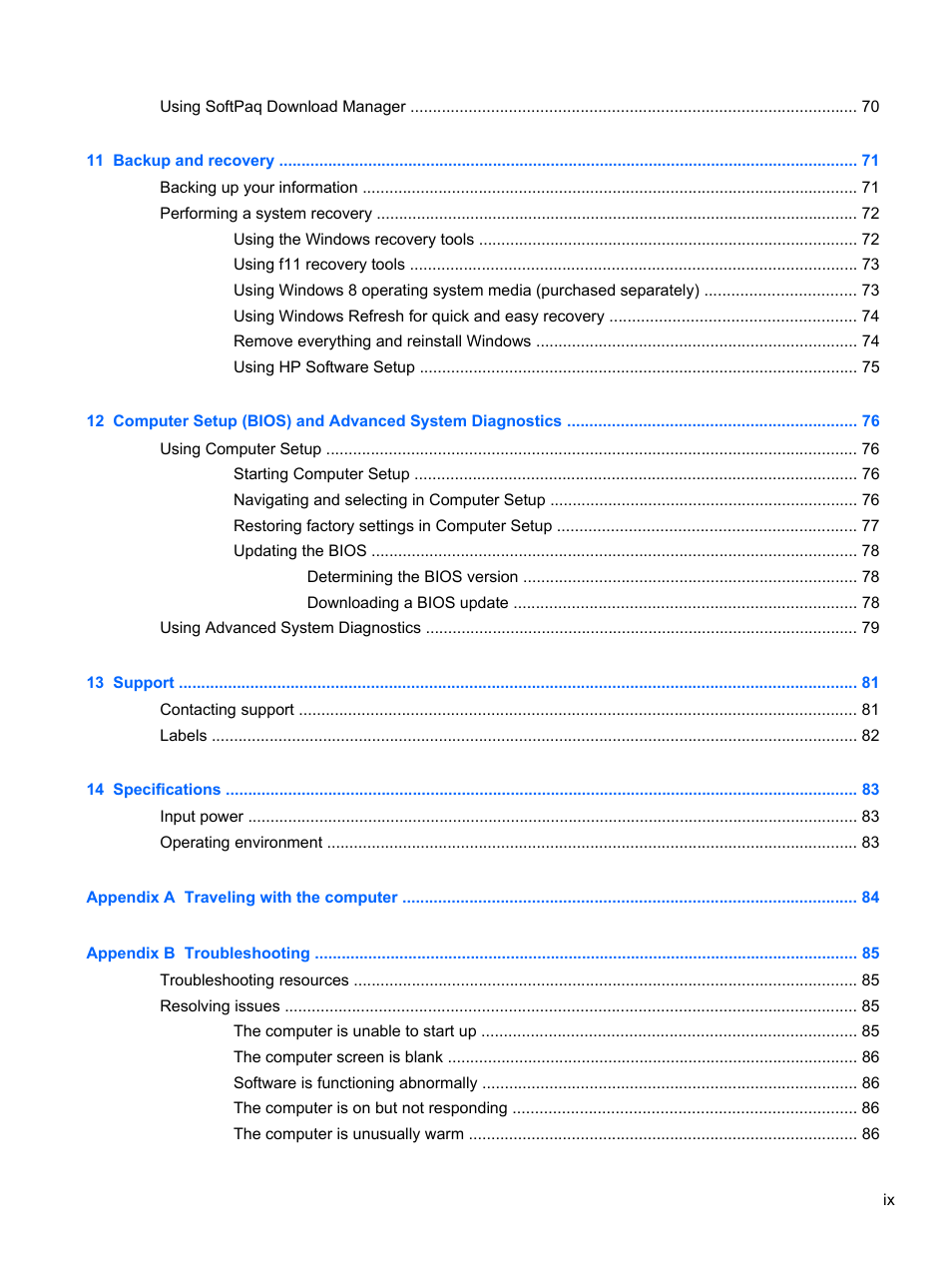 HP EliteBook 2170p Notebook PC User Manual | Page 9 / 102