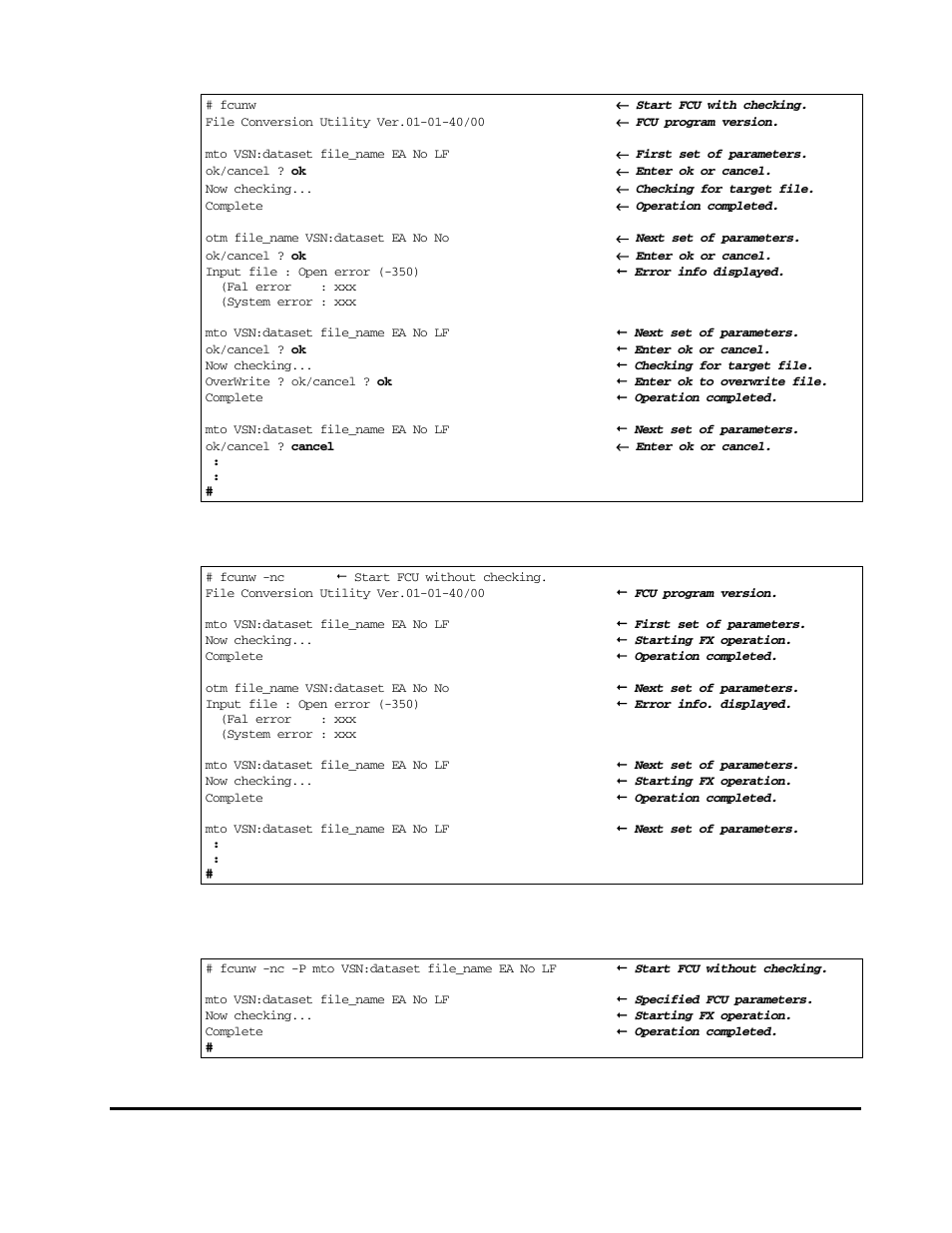 Figure 5-3 using fcu from the unix command line, Figure 5-4 using the -nc option | HP XP20000XP24000 Disk Array User Manual | Page 141 / 226